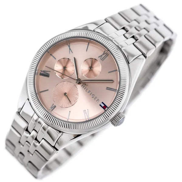 Tommy Hilfiger Monica női karóra, kvarc, 38 mm, ezüst acél, rózsaszín, WR30