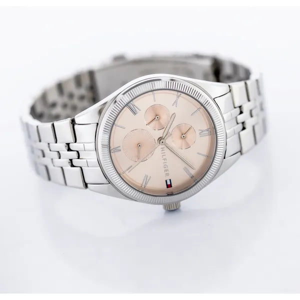 Tommy Hilfiger Monica női karóra, kvarc, 38 mm, ezüst acél, rózsaszín, WR30