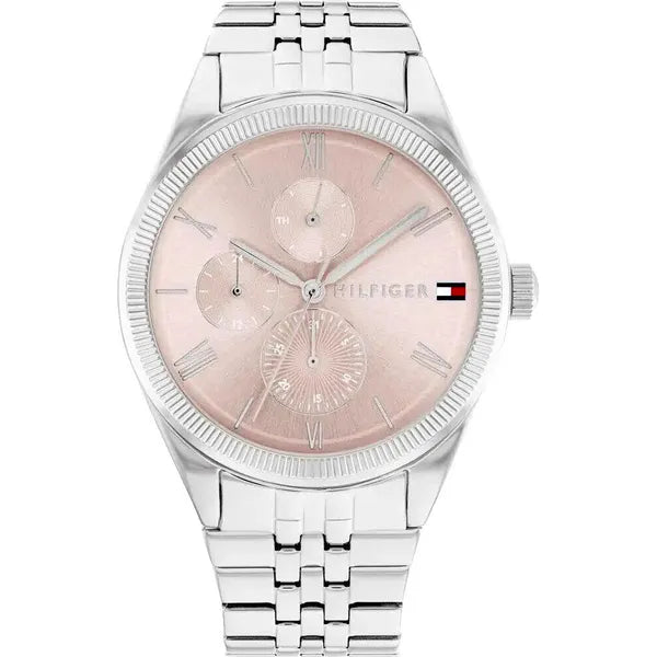 Tommy Hilfiger Monica női karóra, kvarc, 38 mm, ezüst acél, rózsaszín, WR30