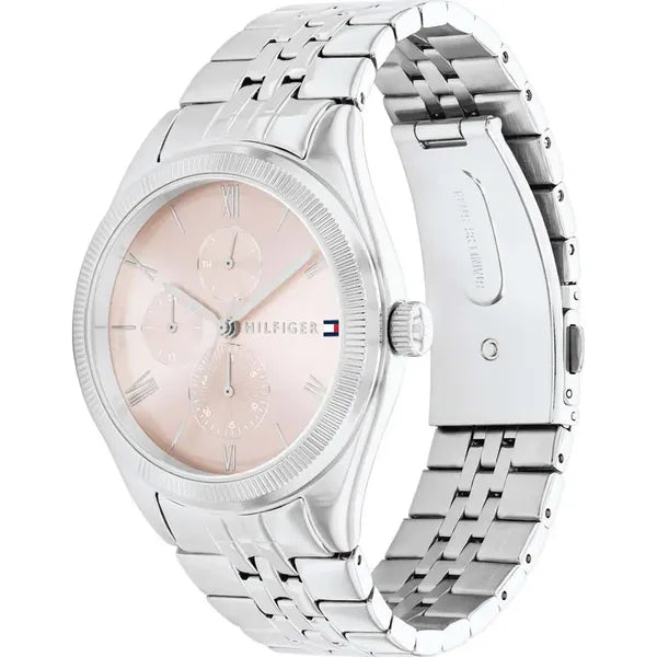 Tommy Hilfiger Monica női karóra, kvarc, 38 mm, ezüst acél, rózsaszín, WR30