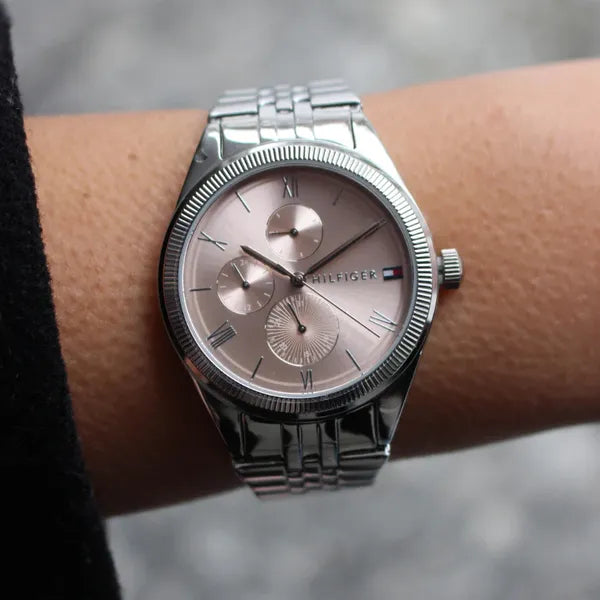 Tommy Hilfiger Monica női karóra, kvarc, 38 mm, ezüst acél, rózsaszín, WR30
