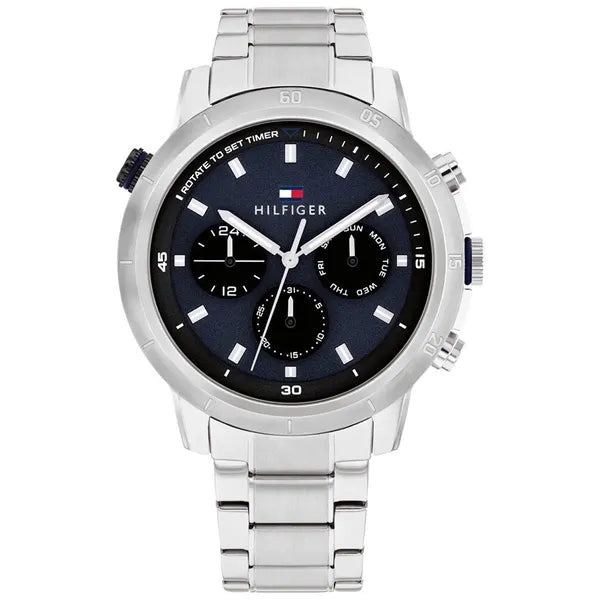 Tommy Hilfiger Troy 1792104 férfi karóra, acél szíj, kék számlap, 47 mm, 5 ATM