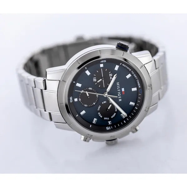 Tommy Hilfiger Troy 1792104 férfi karóra, acél szíj, kék számlap, 47 mm, 5 ATM