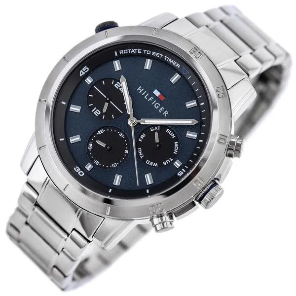 Tommy Hilfiger Troy 1792104 férfi karóra, acél szíj, kék számlap, 47 mm, 5 ATM
