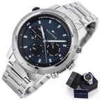 Tommy Hilfiger Troy 1792104 férfi karóra, acél szíj, kék számlap, 47 mm, 5 ATM