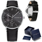 Tommy Hilfiger Brooklyn 1791509 férfi karóra, 40 mm, fekete számlap, bőr szíj