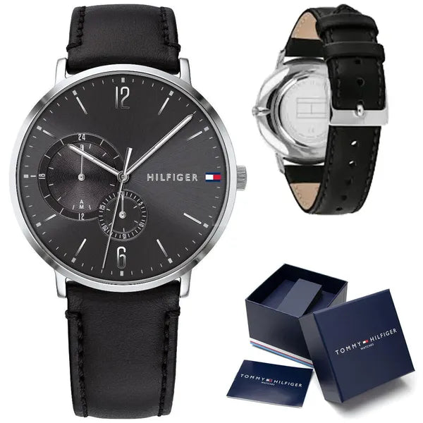 Tommy Hilfiger Brooklyn 1791509 férfi karóra, 40 mm, fekete számlap, bőr szíj