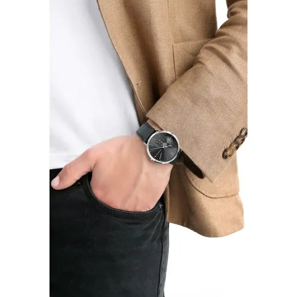 Tommy Hilfiger Brooklyn 1791509 férfi karóra, 40 mm, fekete számlap, bőr szíj