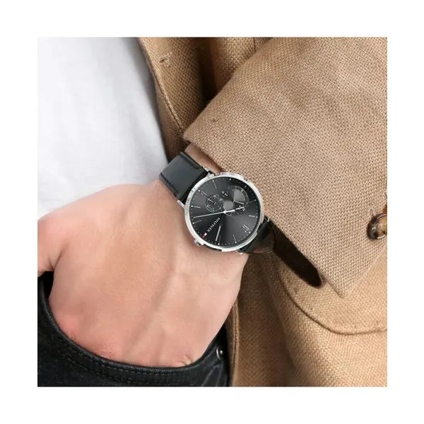 Tommy Hilfiger Brooklyn 1791509 férfi karóra, 40 mm, fekete számlap, bőr szíj