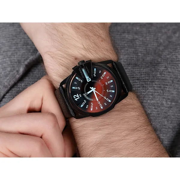 Diesel Mega Chief DZ1657 férfi kronográf karóra, 52 mm, WR100, bőr szíj
