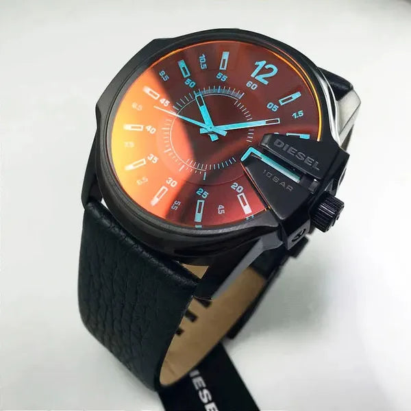Diesel Mega Chief DZ1657 férfi kronográf karóra, 52 mm, WR100, bőr szíj