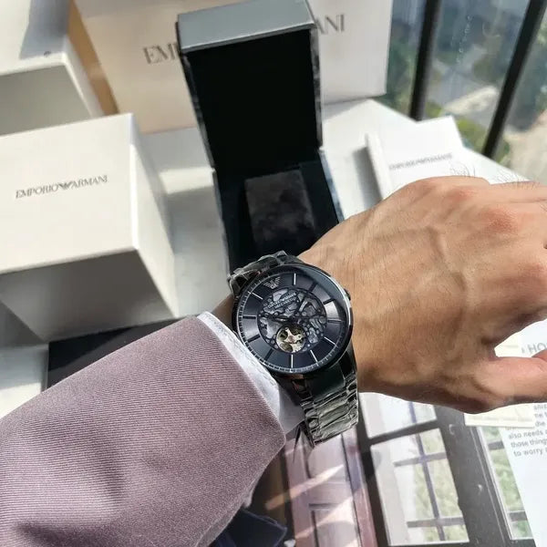 Emporio Armani Renato automata férfi óra nyitott szerkezet, 43 mm, WR50 AR60056