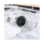Casio LTP-V005D-1B2 női karóra, fekete számlap, acél szíj, dátum, 28 mm