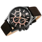 G. Rossi Choopard férfi karóra, 44 mm, kvarc, barna bőr szíj, fekete számlap