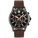 G. Rossi Choopard férfi karóra, 44 mm, kvarc, barna bőr szíj, fekete számlap