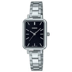 Casio LTP-V009D-1E női karóra, fekete számlap, acél szíj, WR30