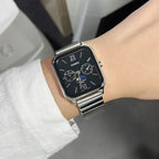Casio MTP-M305D-1A2 férfi karóra, acél szíj, fekete számlap, WR50, holdfázis