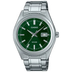 Casio MTP-B180D-3A férfi karóra, zöld számlap, acél szíj, WR50, díszdoboz