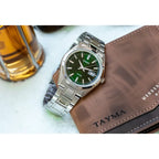 Casio MTP-B180D-3A férfi karóra, zöld számlap, acél szíj, WR50, díszdoboz