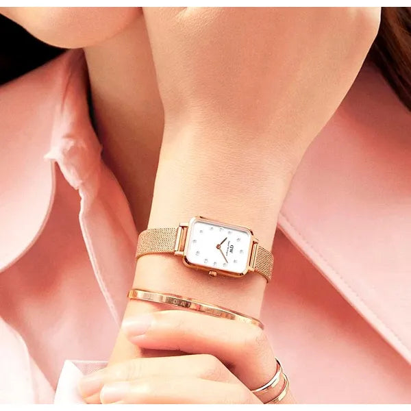 Daniel Wellington Quadro Lumine női karóra, 20 mm, rozéarany, gyöngyház DW00100578