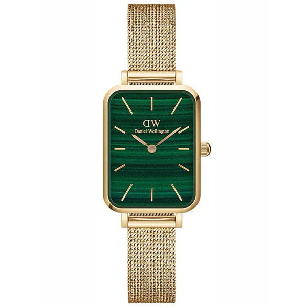 Daniel Wellington Quadro női kvarc karóra, zöld téglalap, arany acél, 20 mm