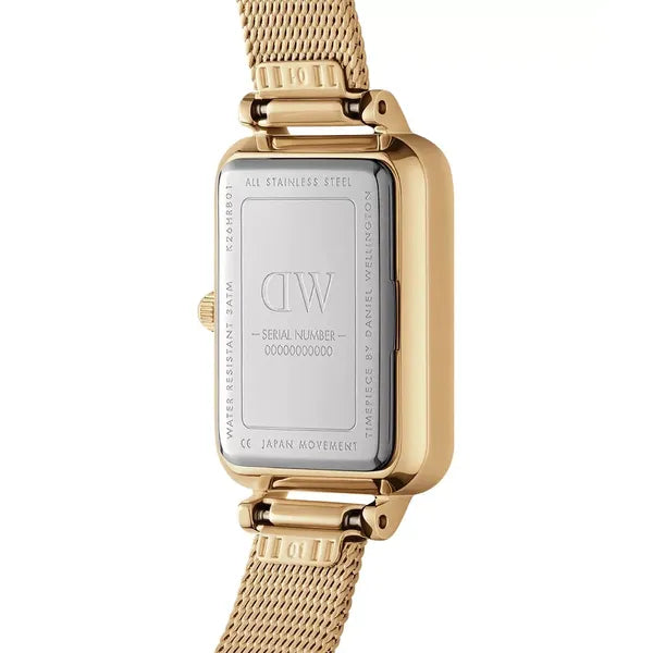 Daniel Wellington Quadro női kvarc karóra, zöld téglalap, arany acél, 20 mm