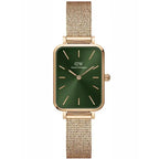 Daniel Wellington Quadro női karóra, zöld, rózsaarany acél, téglalap, 20 mm