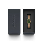 Daniel Wellington Quadro női karóra, zöld, rózsaarany acél, téglalap, 20 mm