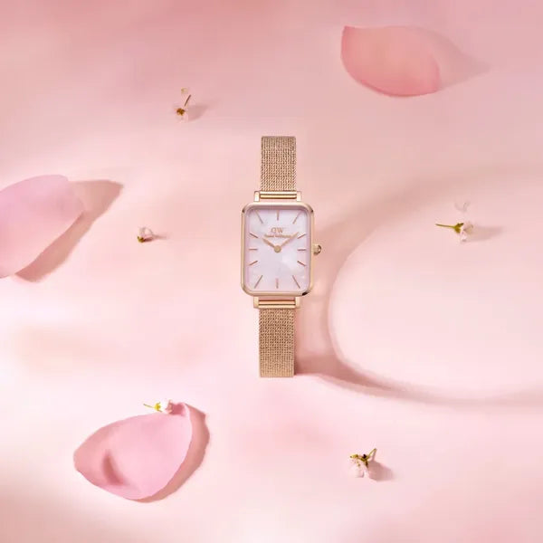 Daniel Wellington Quadro női karóra, 20 mm, rózsaarany, gyöngyház, acél szíj