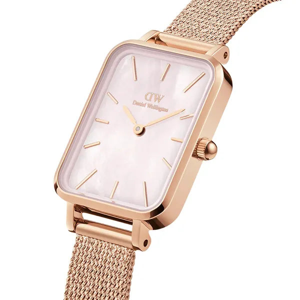 Daniel Wellington Quadro női karóra, 20 mm, rózsaarany, gyöngyház, acél szíj