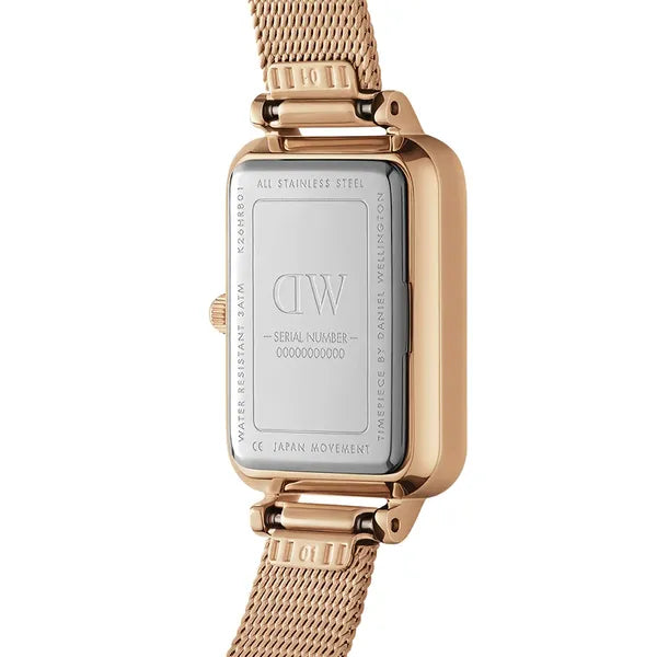 Daniel Wellington Quadro női karóra, 20 mm, rózsaarany, gyöngyház, acél szíj