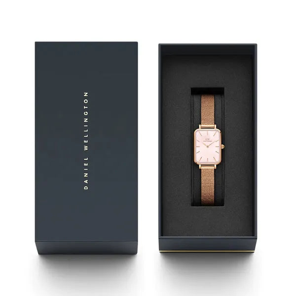 Daniel Wellington Quadro női karóra, 20 mm, rózsaarany, gyöngyház, acél szíj
