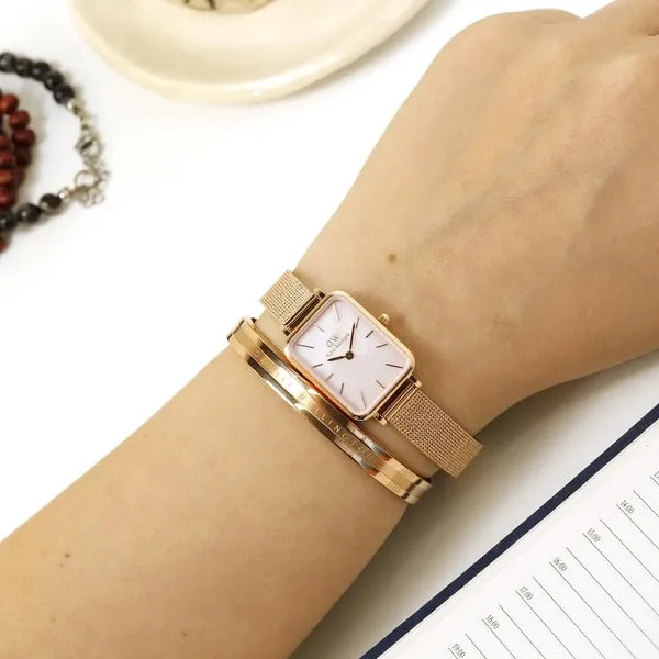 Daniel Wellington Quadro női karóra, 20 mm, rózsaarany, gyöngyház, acél szíj