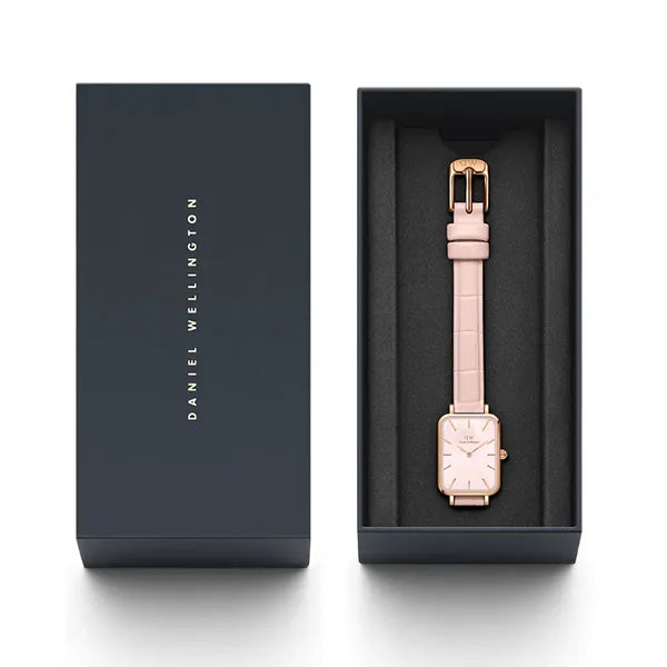 Daniel Wellington Quadro Pearl női karóra 20 mm, rózsaarany, rózsaszín bőrszíj