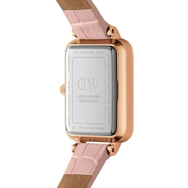 Daniel Wellington Quadro Pearl női karóra 20 mm, rózsaarany, rózsaszín bőrszíj