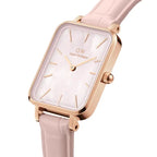 Daniel Wellington Quadro Pearl női karóra 20 mm, rózsaarany, rózsaszín bőrszíj