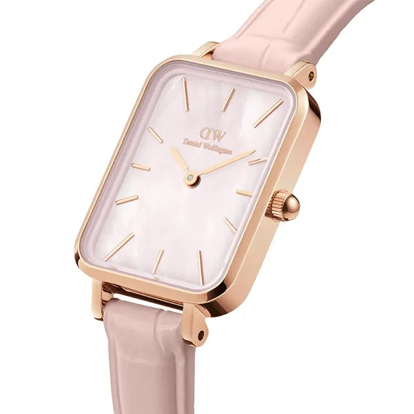 Daniel Wellington Quadro Pearl női karóra 20 mm, rózsaarany, rózsaszín bőrszíj