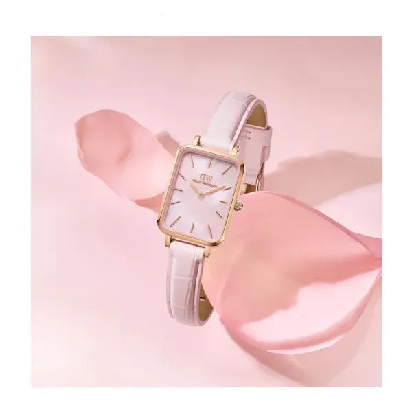 Daniel Wellington Quadro Pearl női karóra 20 mm, rózsaarany, rózsaszín bőrszíj