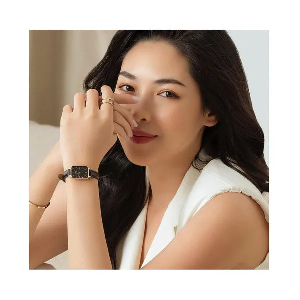 Daniel Wellington Quadro Sheffield női óra, 20 mm, fekete/arany, bőr