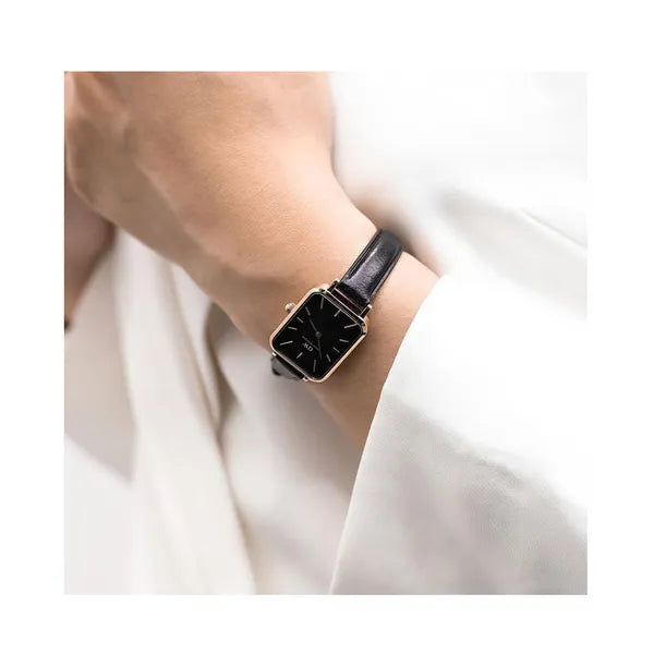Daniel Wellington Quadro Sheffield női óra, 20 mm, fekete/arany, bőr