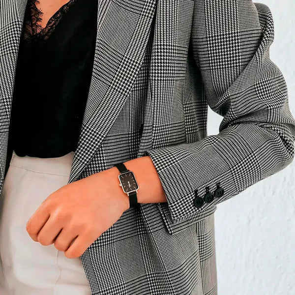 Daniel Wellington Quadro Sheffield női óra, 20 mm, fekete/arany, bőr