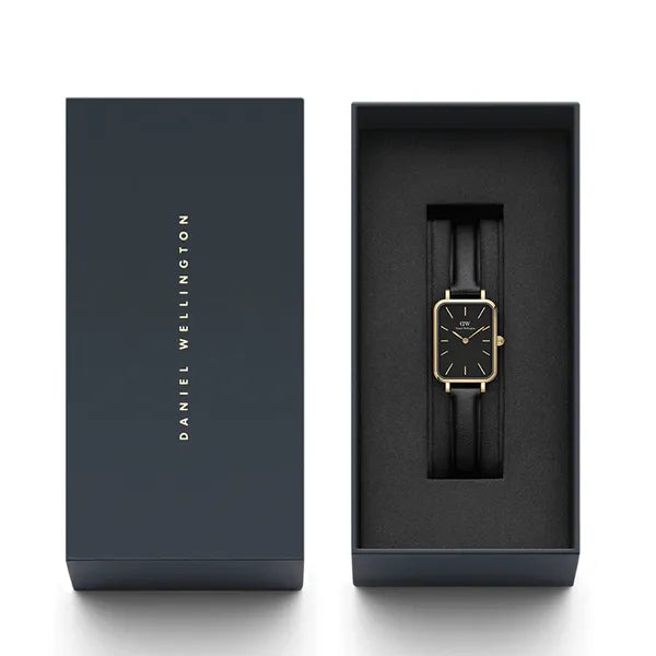 Daniel Wellington Quadro Sheffield női óra, 20 mm, fekete/arany, bőr