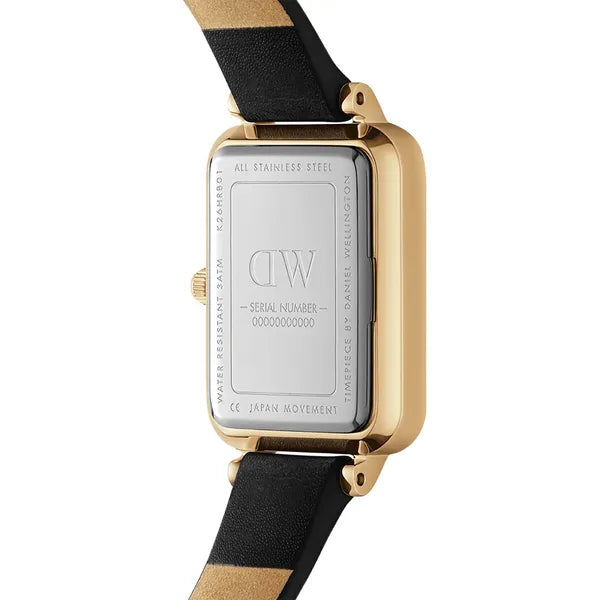 Daniel Wellington Quadro Sheffield női óra, 20 mm, fekete/arany, bőr