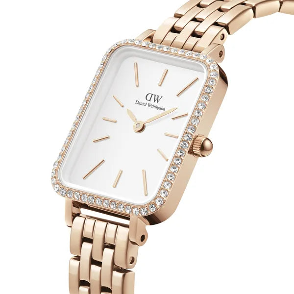 Daniel Wellington Quadro női karóra, rózsaarany, gyöngyház számlap téglalap tok