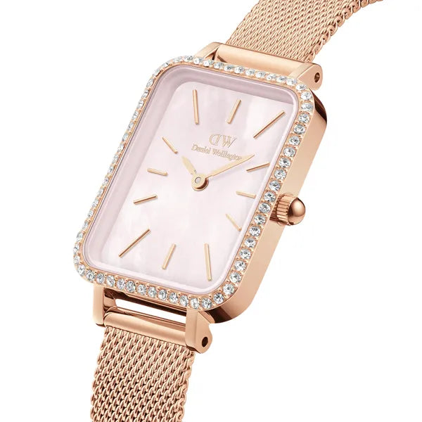 Daniel Wellington Quadro Lumine Bezel női karóra, rózsaarany, 20 mm, kvarc
