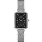 Daniel Wellington DW00100667 Quadro női karóra, ezüst hálós, fekete számlap