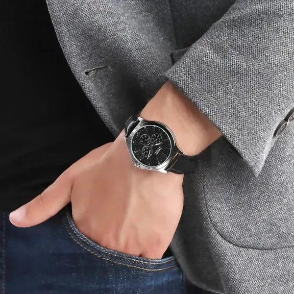 Casio MTP-V300L-1A férfi karóra, 41 mm, fekete számlap, bőr szíj