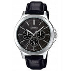 Casio MTP-V300L-1A férfi karóra, 41 mm, fekete számlap, bőr szíj