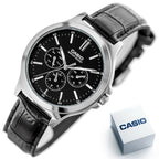 Casio MTP-V300L-1A férfi karóra, 41 mm, fekete számlap, bőr szíj