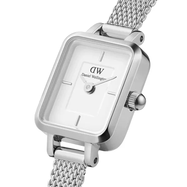 Daniel Wellington Quadro Mini női karóra, 15 mm, ezüst acél, fehér számlap